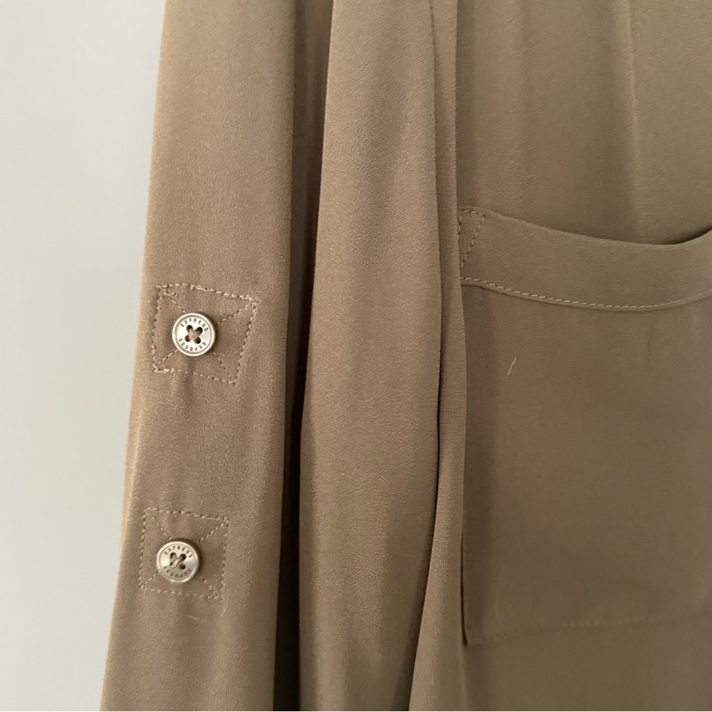 Express Olive Green Button Front Blouse - image 3